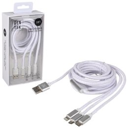 48 pieces Gentek 3in1 charging UsB-C Cable (white) - Wires and Cables
