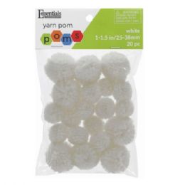 56 of Essentials By Leisure 20 Count Assorted Sizes White Yarn Craft Pom Poms
