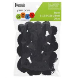 56 of Essentials By Leisure 20 Count Assorted Sizes Black Yarn Craft Pom Poms