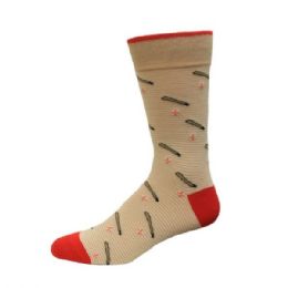 30 pieces Rockport Mens Crew Sock In Stone With Baseball Theme In Sizes 8-12 - Store