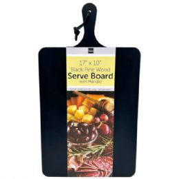 3 pieces 17" X 10" Black Pine Wood Serve Board With Handle - Store