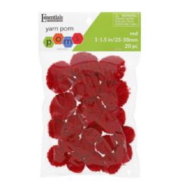 56 of Essentials By Leisure 20 Count Assorted Sizes Red Yarn Craft Pom Poms