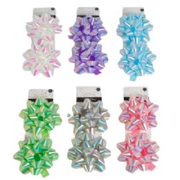 24 pieces Gift Bow 2pk 4.5in Iridescent 6ast Colors - Bows & Ribbons