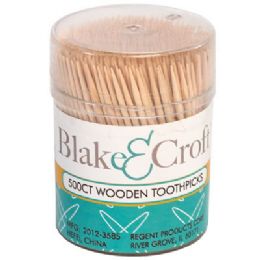 48 pieces Toothpicks 500ct In Round Storage Jar/24pc Pdq/b&c - Toothpicks