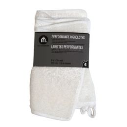 4 pieces Performance Bamboo Dishcloths White 4pk 9 X 7 Peggable - Kitchen Towels