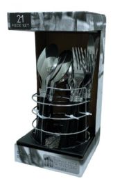 6 of 21 Piece Stainles Steel Cutlery Set With Holder Asst Colors