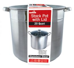 2 Pieces 20 Qt Heavy Duty Stainless Steel Stock Pot With Glass Lid - Pots & Pans