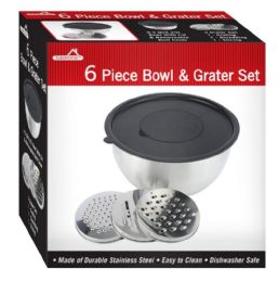 6 Sets 6 Pc Stainless Steel Bowl & Grater Set - Baking Supplies
