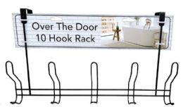 12 of Over-The-Door 10 Hook Rack - Black 17.75 X 10.75 X 3.5in