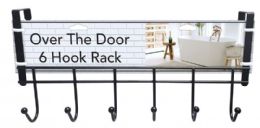 12 of Over-The-Door 6 Hook Rack - Black 19 X 8.5 X 5in