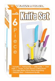 8 of 6-Piece Knife Set W/ Cutting Board Peeler & Stand