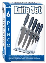 6 of 6 Piece Stainless Steel Knife Set & Acrylic Stand