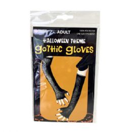 12 pieces Women's Black Cobweb Lace Fingerless Halloween Goth Gloves - Store
