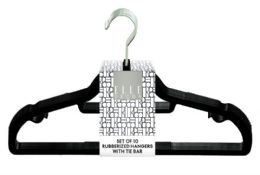 12 Pieces Set Of 10 Rubberized Hangers With Tie Bar - Hangers