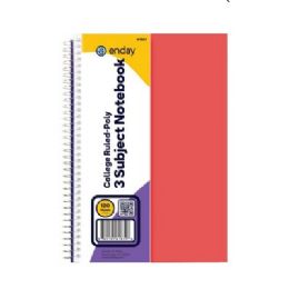 36 pieces Spiral Notebook 3-Subject 6 X 9 Poly Cover 120 Ct., Red - Note Books & Writing Pads