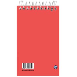 288 Pieces Memo Book Poly Cover Top Bound Spiral 3inch X 5inch 75 Ct., Red - Note Books & Writing Pads