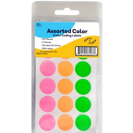 96 Wholesale Assorted Color 3/4inch Round Label (306/count)
