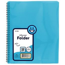 48 pieces of 8 Pocket Poly Folder With View, Blue