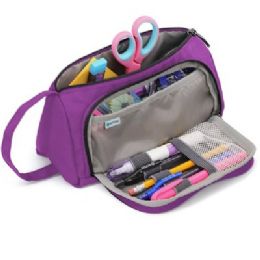 48 pieces Large Capacity Soft Pencil Pouch Purple - Pencil Boxes & Pouches