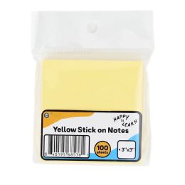 144 Wholesale Yellow Stick On Notes 3inch X 3inch 100 Ct.