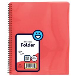 48 of 8 Pocket Poly Folder With View, Red
