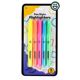 144 Pieces Pen Style Fluorescent Highlighter Asst Color W/ Pocket Clip (5/count) - Highlighter