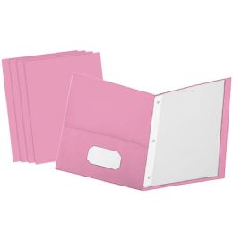 4 of Paper 2-Pockets Portfolio Pink With 3 Prongs 25 Pack