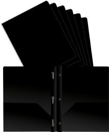 96 pieces Poly 2-Pockets Portfolio Solid Color With 3-Prong , Black - Folders and Report Covers
