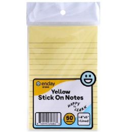 144 Wholesale Yellow Lined Stick On Notes 4inch X 6inch 50 Ct.