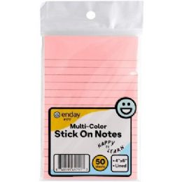 144 Wholesale Multicolor Lined Stick On Notes 4inch X 6inch 50 Ct.
