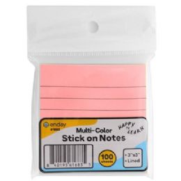 144 Wholesale Multicolor Lined Stick On Notes 3 inch X 3 inch 100 Ct.