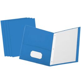 4 of Paper 2-Pockets Portfolio Blue With 3 Prongs 25 Pack