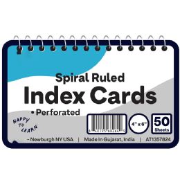 96 Pieces Spiral Bound Ruled White Index Card 4inch X 6inch 50 Ct. - Dividers & Index Cards