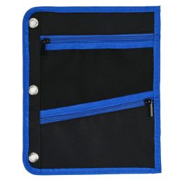 144 of Jumbo Pencil Pouch 3-Pocket, Fit 3 Ring Binder Blue