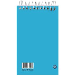 288 of Memo Book Poly Cover Top Bound Spiral 3" X 5" 75 Ct., Blue