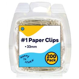 168 Wholesale Paper Clips 33mm Metalic 200 count
