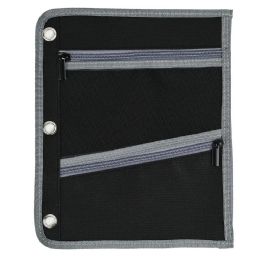 144 of Jumbo Pencil Pouch 3-Pocket, Fit 3 Ring Binder Grey
