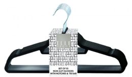12 Pieces Set Of 10 NoN-Slip Hangers With Notches & Tie Bar - Hangers