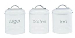 6 Wholesale 3pc Canister Set Chrome Finish Sugar Coffee Tea