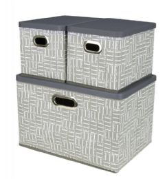 6 Wholesale 3 Storage Bins With Plastic Lid
