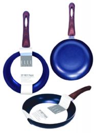 12 Wholesale Black & Wood 11" NoN-Stick Fry Pans