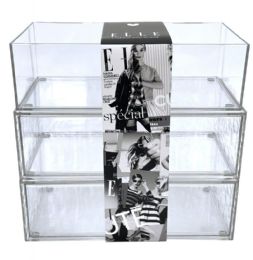 8 Pieces Elle Glacial 3 Tier Cosmetic Organizer Bottom 2 Shelves Covered Top Shelf Open - Organizer