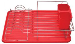 12 Pieces Dish Rack Set With Cutlery Holder Red 12.5 X 14 X 5.5 Inches - Dish Drying Racks
