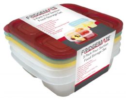 3pacK-4 Compartment Meal Prep 6.5 X 6 X 2 Inches