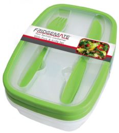 2-Pack 2-Section Container With Fork & Knife 50oz