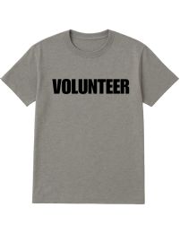 60 Pieces Unisex Cotton Volunteer Printed T Shirt Gray With Black Print Back And Front Size Large - Event Apparel
