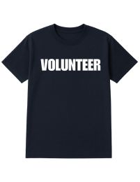 60 Pieces Unisex Cotton Volunteer Printed T Shirt Navy With White Print Back And Front Size Large - Event Apparel