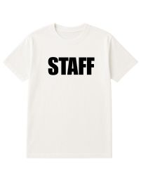 60 Pieces Unisex Cotton Staff Printed T Shirt White With Black Print Back And Front Size 2X-Large - Event Apparel
