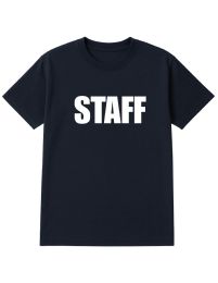 60 Pieces Unisex Cotton Staff Printed T Shirt Navy With White Print Back And Front Size Large - Event Apparel