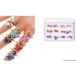 96 Pieces Butterfly And Evil Eye Colorful Ring - Rings